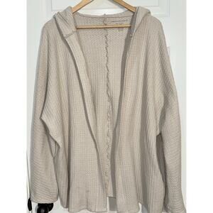 American Eagle Soft & Sexy Plush Oatmeal Open Hooded Cardigan, Women's Size L